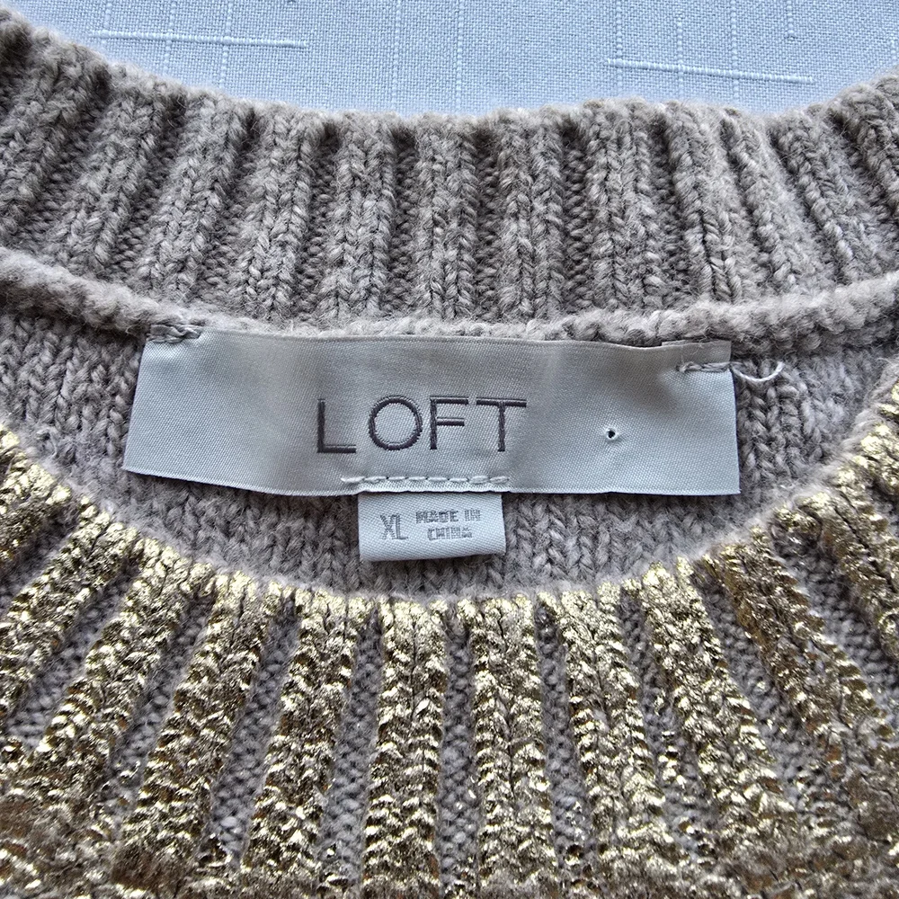 LOFT Shiny Gold Crew Neck‎ Sweater Scandigirl Fairycore